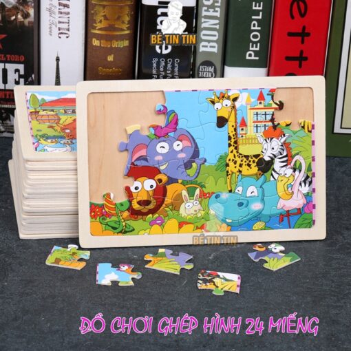 Bảng ghép gỗ 24 miếng ghép Đồ Chơi TinTin