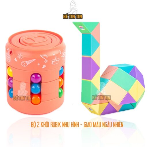 Combo 2 khối Rubik hình lon bia và hình rắn, ru bíc cho bé