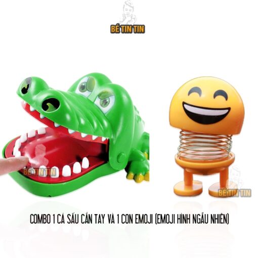 Combo Đồ chơi CÁ SẤU cắn tay vui vẻ loại lớn - Đồ chơi cá sấu vui nhộn và emoji vui nhộn