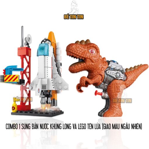 Combo đồ chơi Lego lắp ráp Tên Lủa Vũ Trụ và Súng bắn nước hình Khủng Long Bạo Chúa - Đồ Chơi TinTin