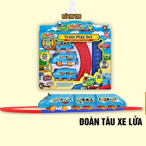 Đoàn xe lửa Train Play Set tàu cao tốc hồng, xanh chạy pin (không kèm pin)